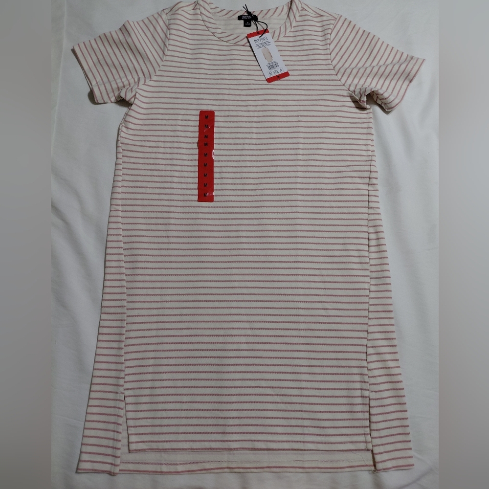 Bufalo Striped Mini Dress - Cream and Pink